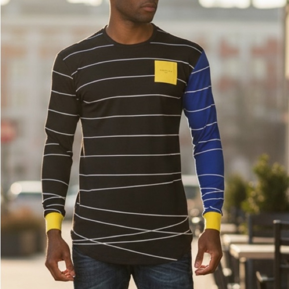 VIE + RICHE Men’s Fallen Stripes Long-sleeve Tee